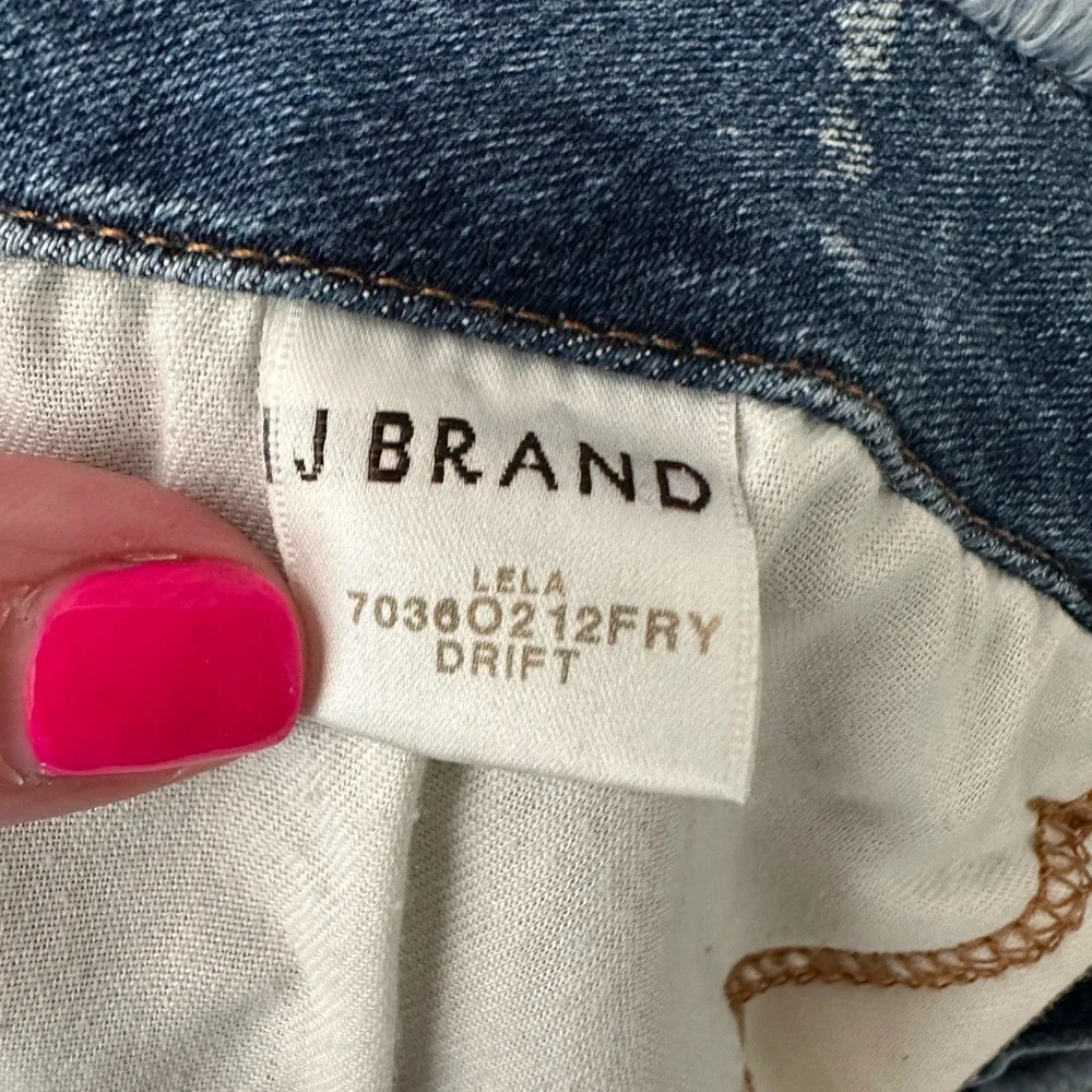 J BRAND Lela Drift Dipped Indigo Pencil Frayed Stretch Denim Jeans Skirt 24